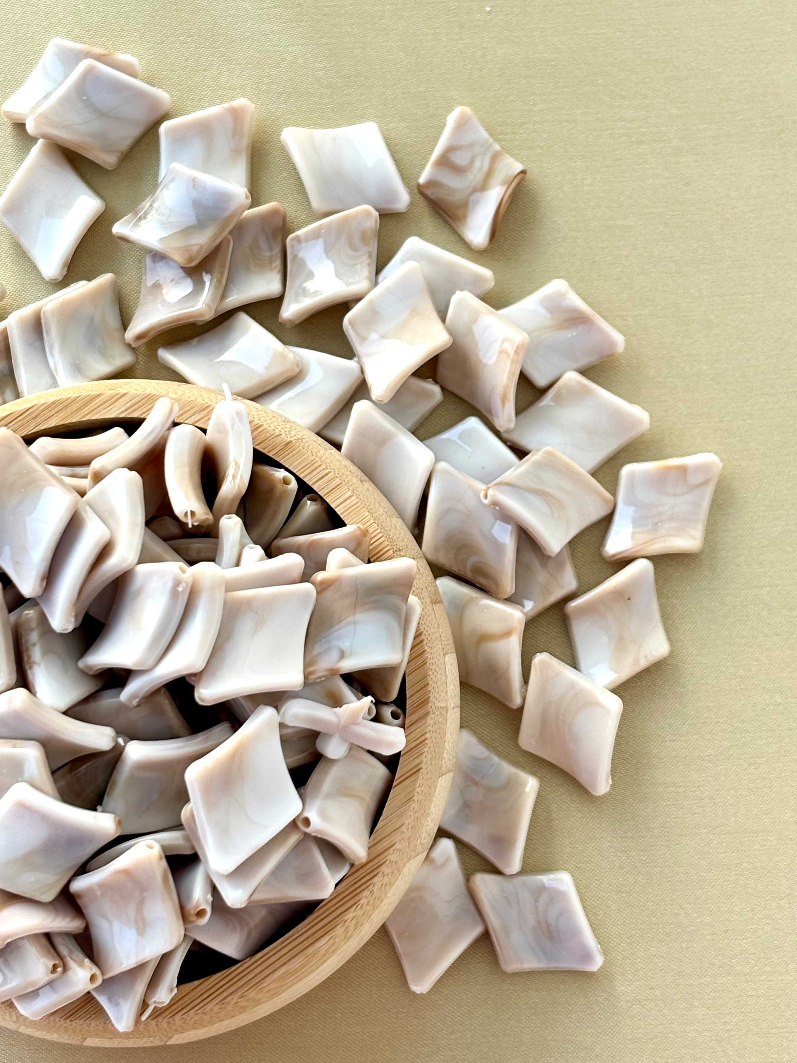 Marbled Earth Tone Rhombus Acrylic Beads