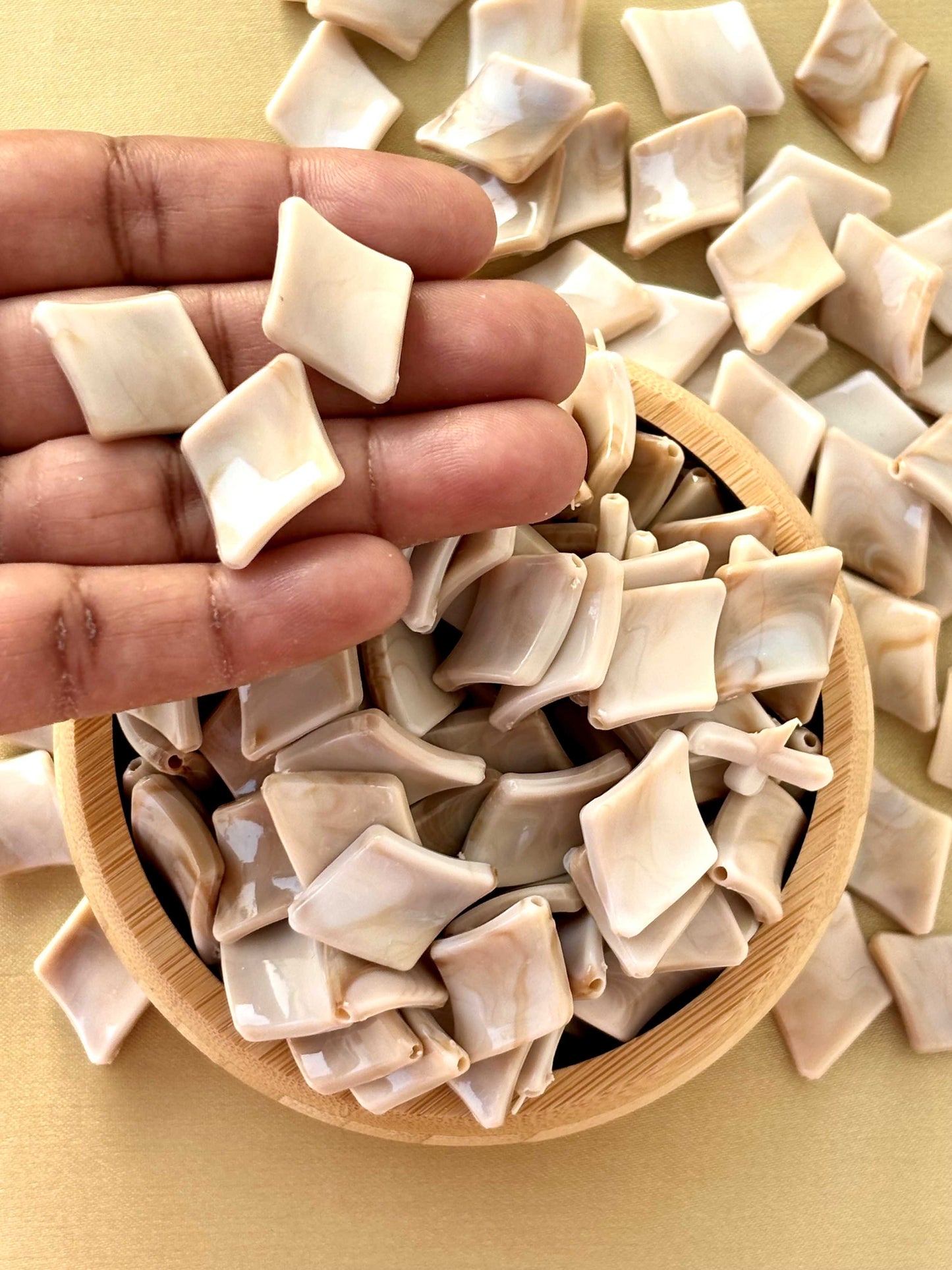 Marbled Earth Tone Rhombus Acrylic Beads