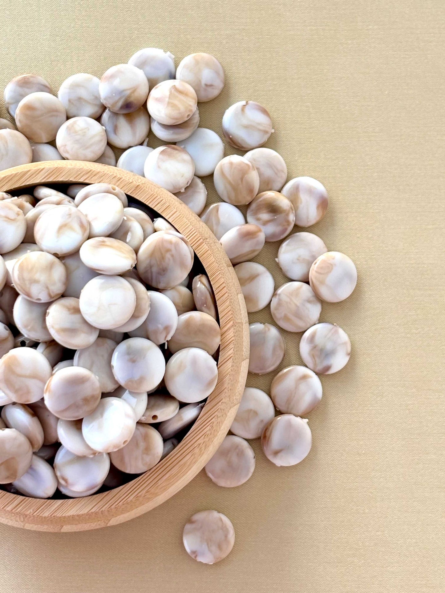 Marbled Earth Tone Flat Round Acrylic Beads