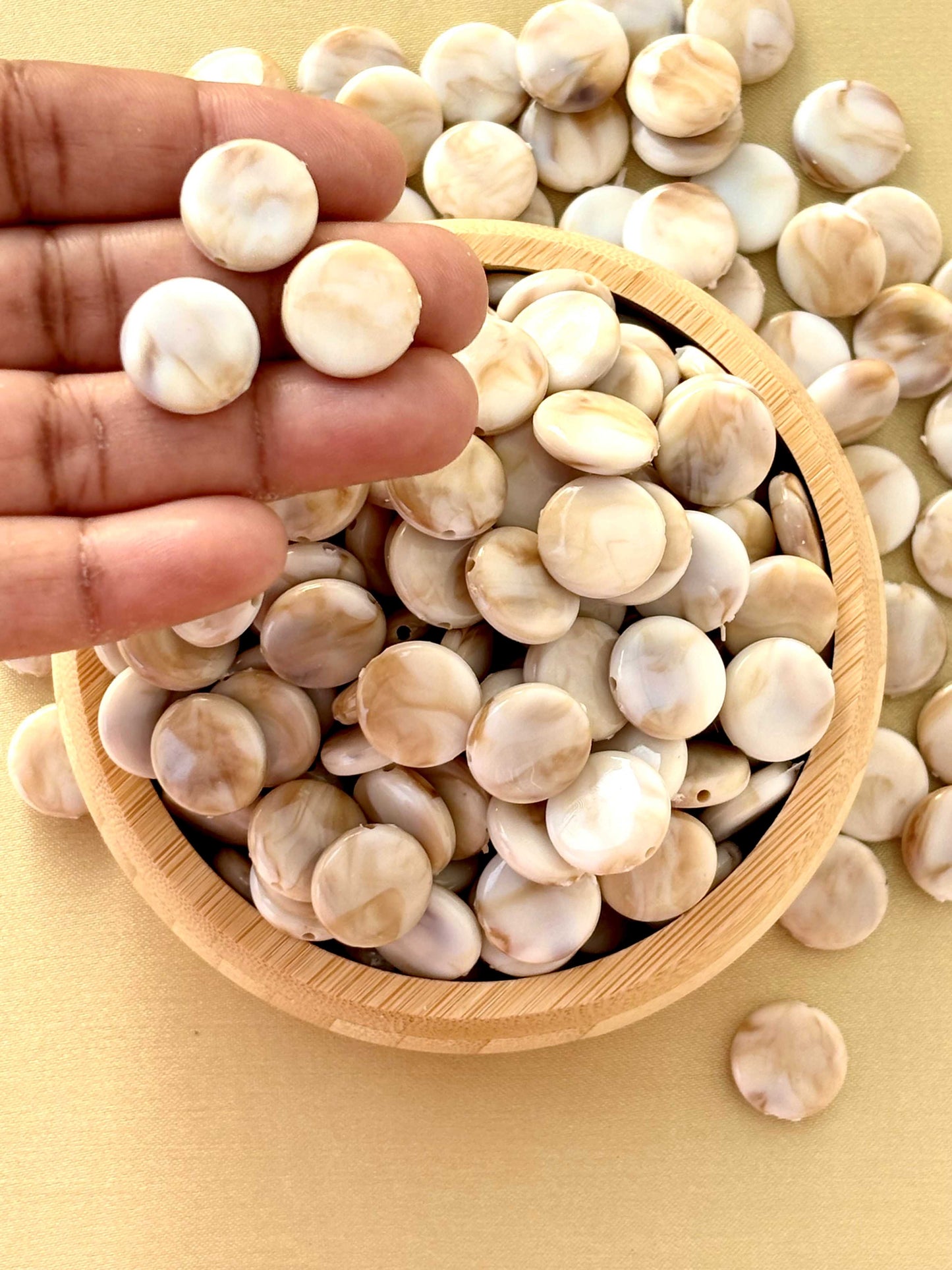 Marbled Earth Tone Flat Round Acrylic Beads