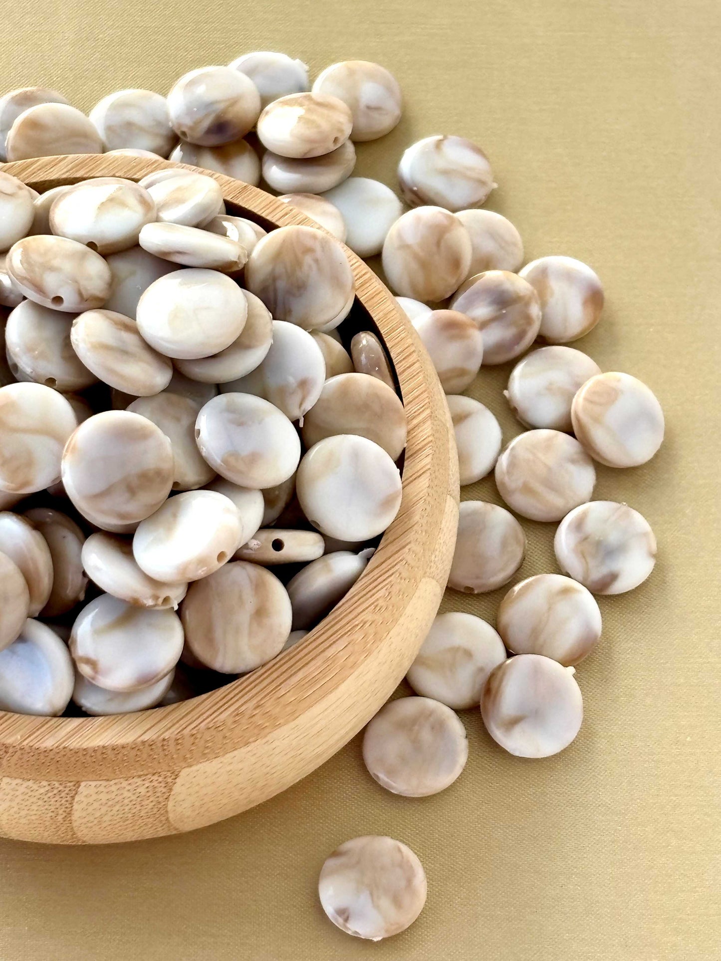 Marbled Earth Tone Flat Round Acrylic Beads