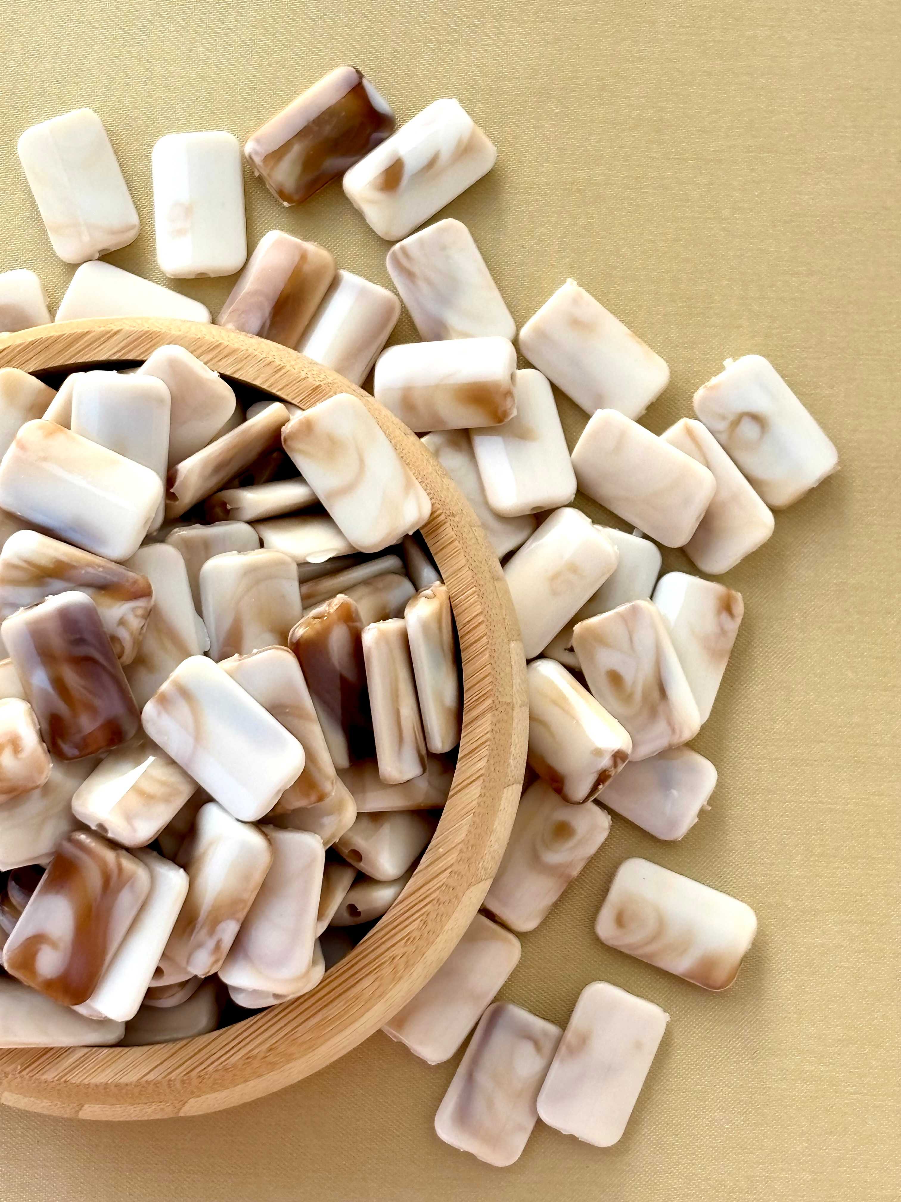 Marbled Earth Tone Rectangular Column Acrylic Beads