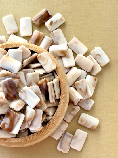 Marbled Earth Tone Rectangular Column Acrylic Beads