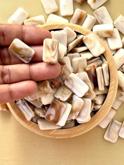 Marbled Earth Tone Rectangular Column Acrylic Beads