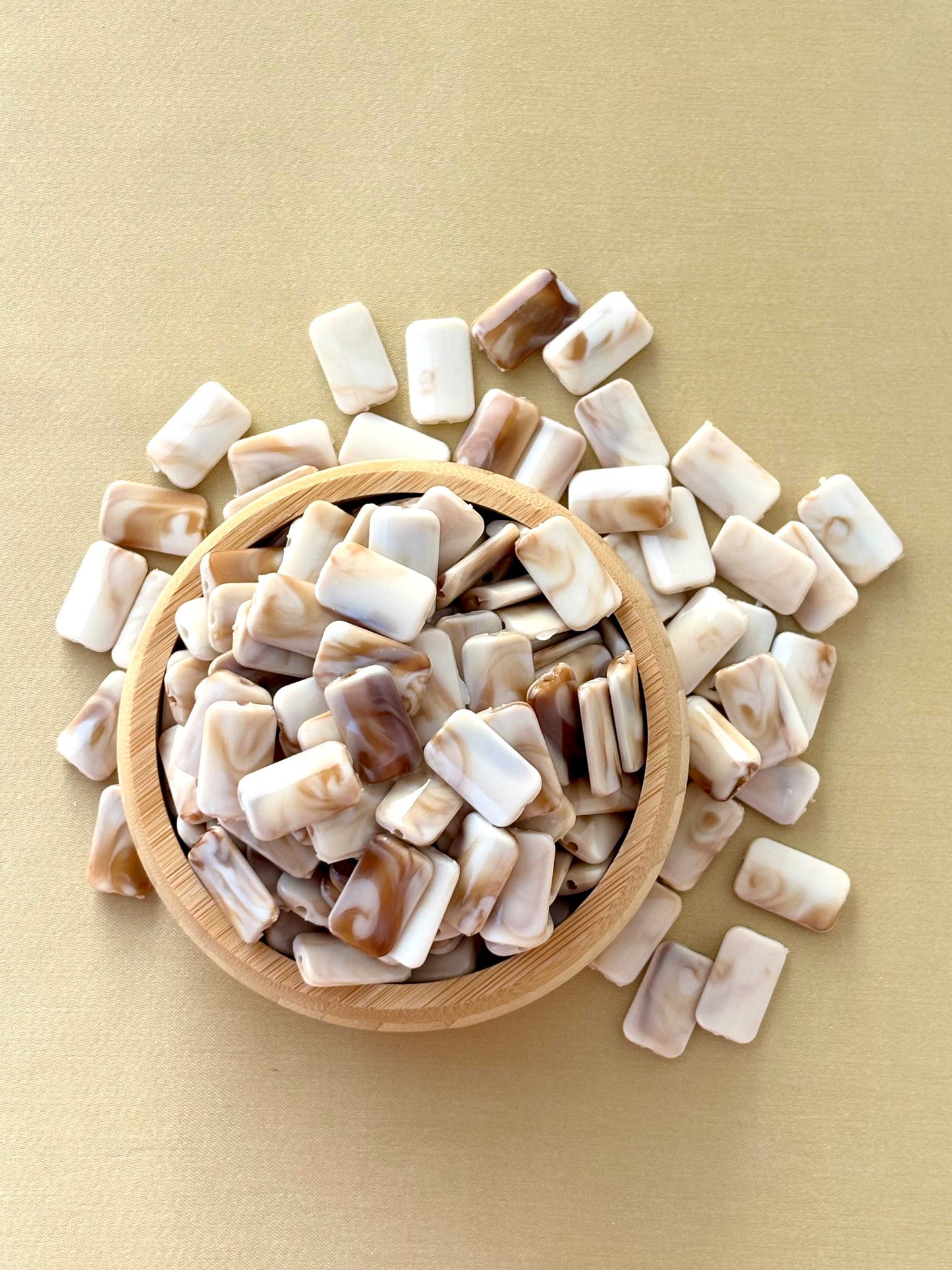 Marbled Earth Tone Rectangular Column Acrylic Beads