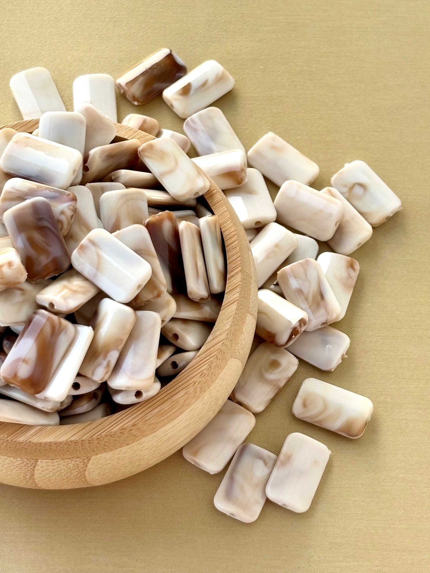 Marbled Earth Tone Rectangular Column Acrylic Beads