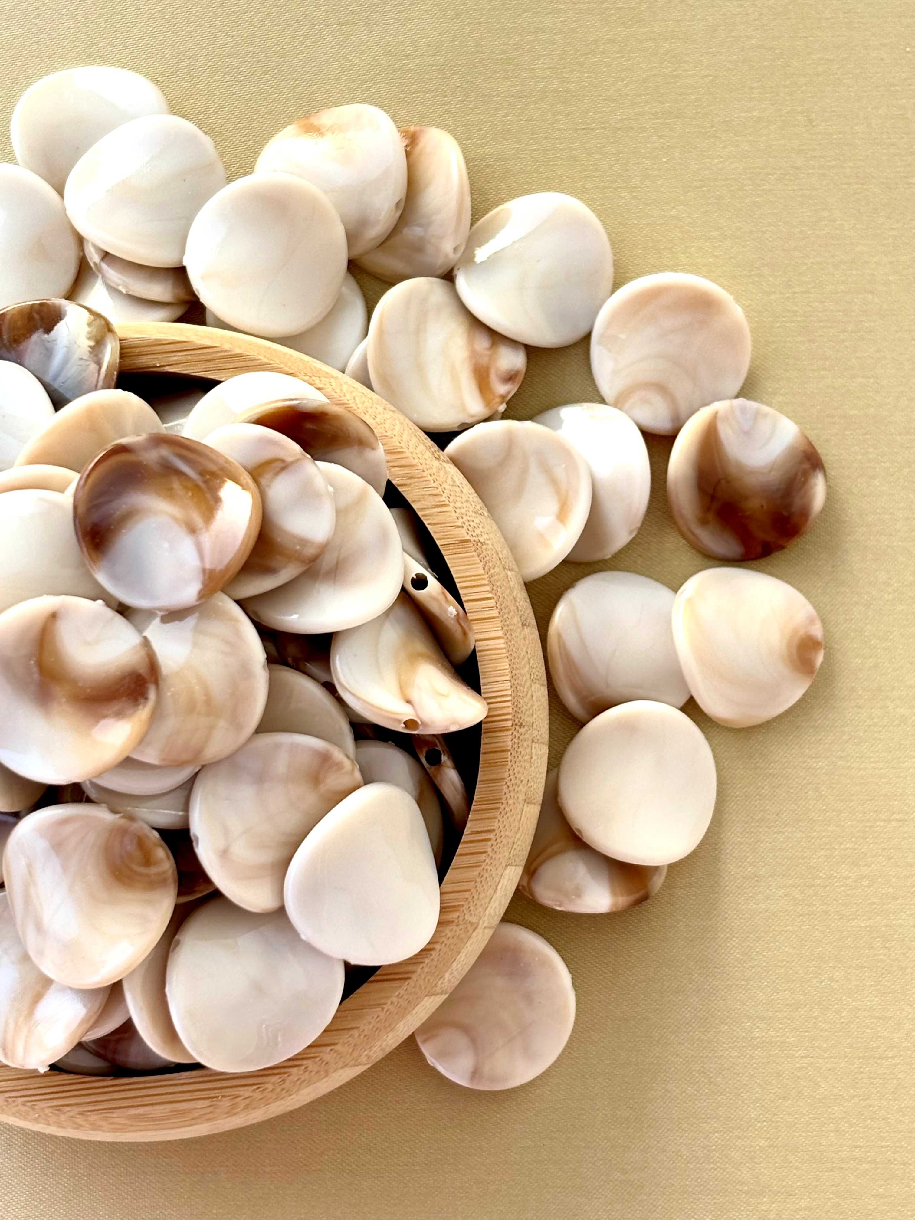 Marbled Earth Tone Curved Round Acrylic Beads