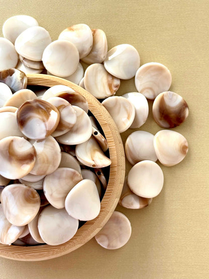 Marbled Earth Tone Curved Round Acrylic Beads