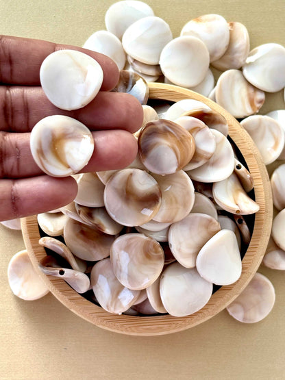 Marbled Earth Tone Curved Round Acrylic Beads