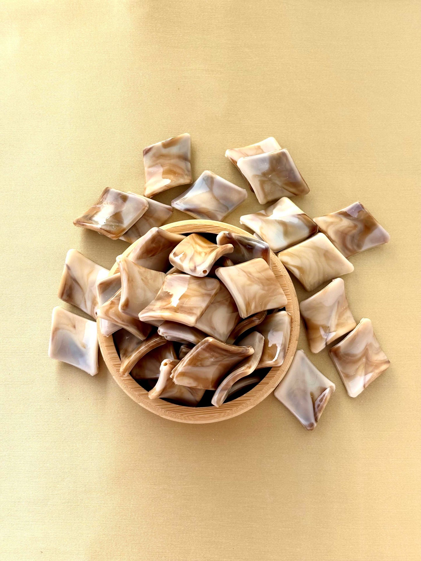 Marbled Earth Tone Curved Rhombus Acrylic Beads