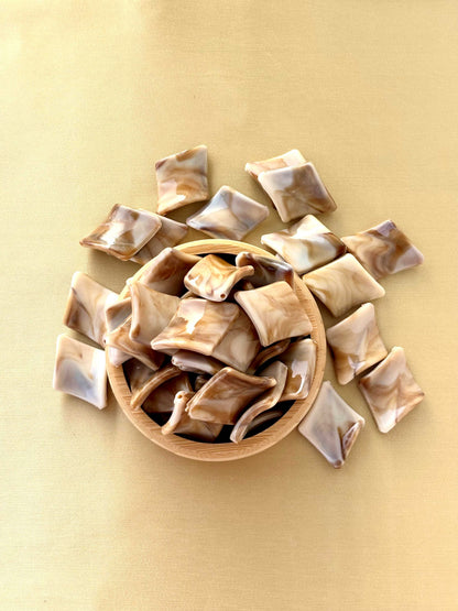 Marbled Earth Tone Curved Rhombus Acrylic Beads
