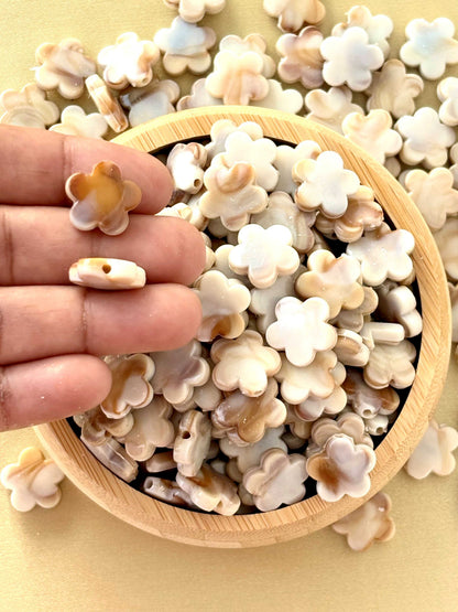 Marbled Earth Tone Five-Petal Flower Beads