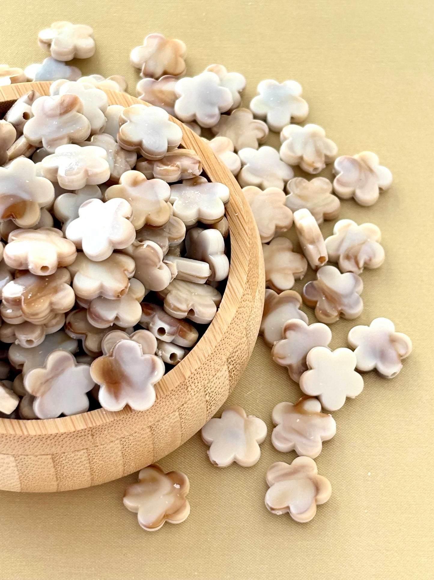 Marbled Earth Tone Five-Petal Flower Beads