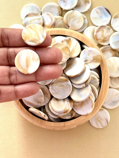 Marbled Earth Tone Round Coin Acrylic Beads