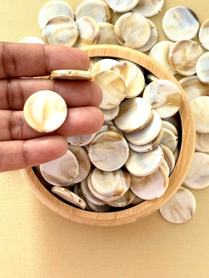 Marbled Earth Tone Round Coin Acrylic Beads