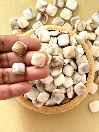 Marbled Earth Tone Square Cushion Acrylic Beads