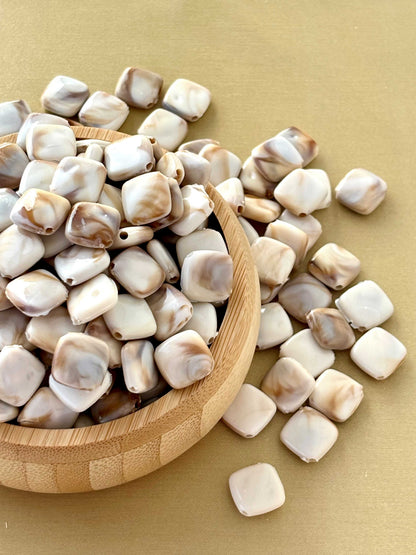 Marbled Earth Tone Square Cushion Acrylic Beads