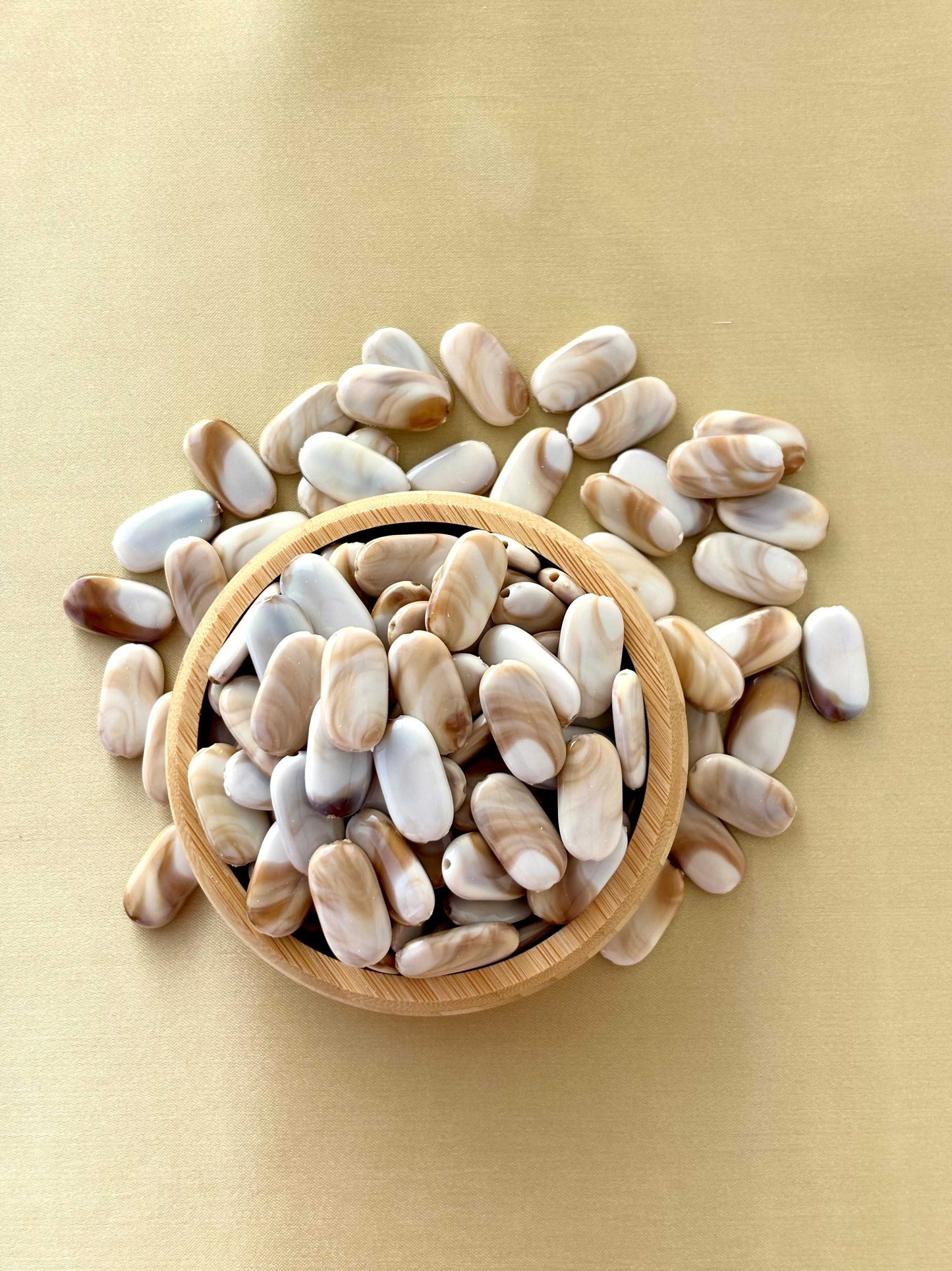 Marbled Earth Tone Oval Cushion Acrylic Beads