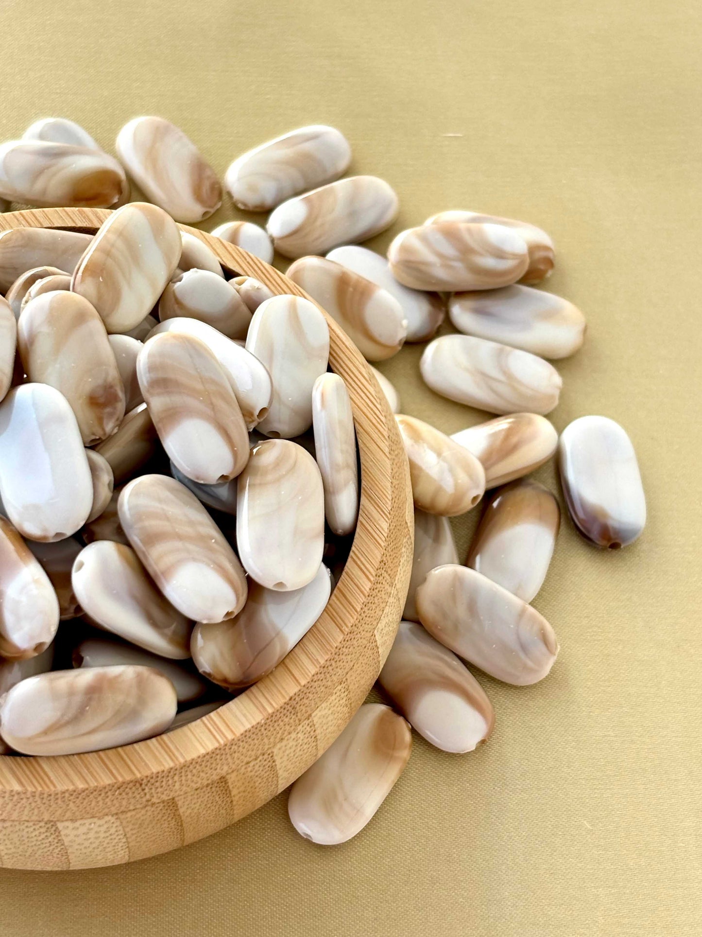 Marbled Earth Tone Oval Cushion Acrylic Beads