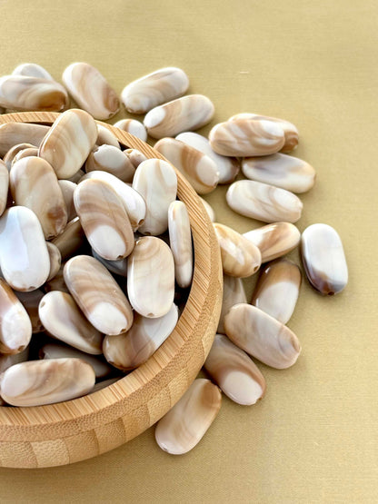 Marbled Earth Tone Oval Cushion Acrylic Beads