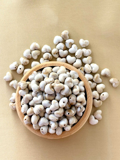 Marbled Earth Tone Puffed Heart Acrylic Beads