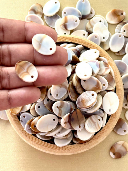 Marbled Earth Tone Top-Drilled Oval Acrylic Beads
