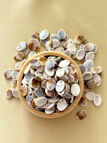 Marbled Earth Tone Top-Drilled Oval Acrylic Beads