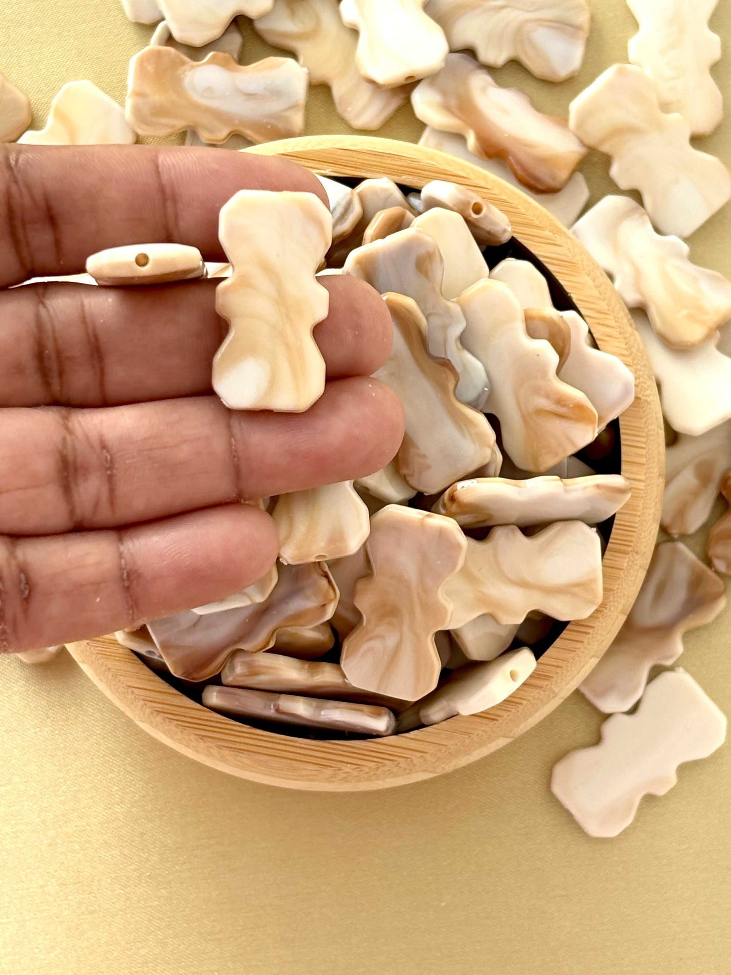 Marbled Earth Tone Hourglass Scalloped Acrylic Beads