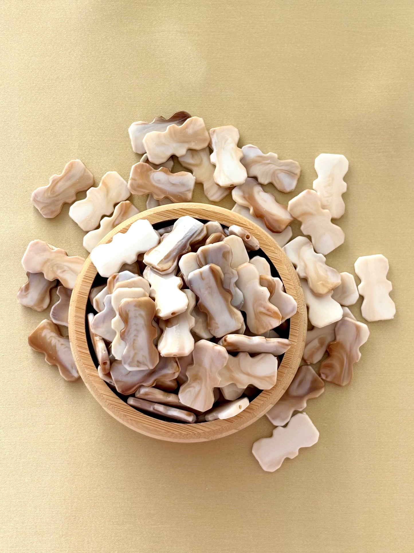 Marbled Earth Tone Hourglass Scalloped Acrylic Beads