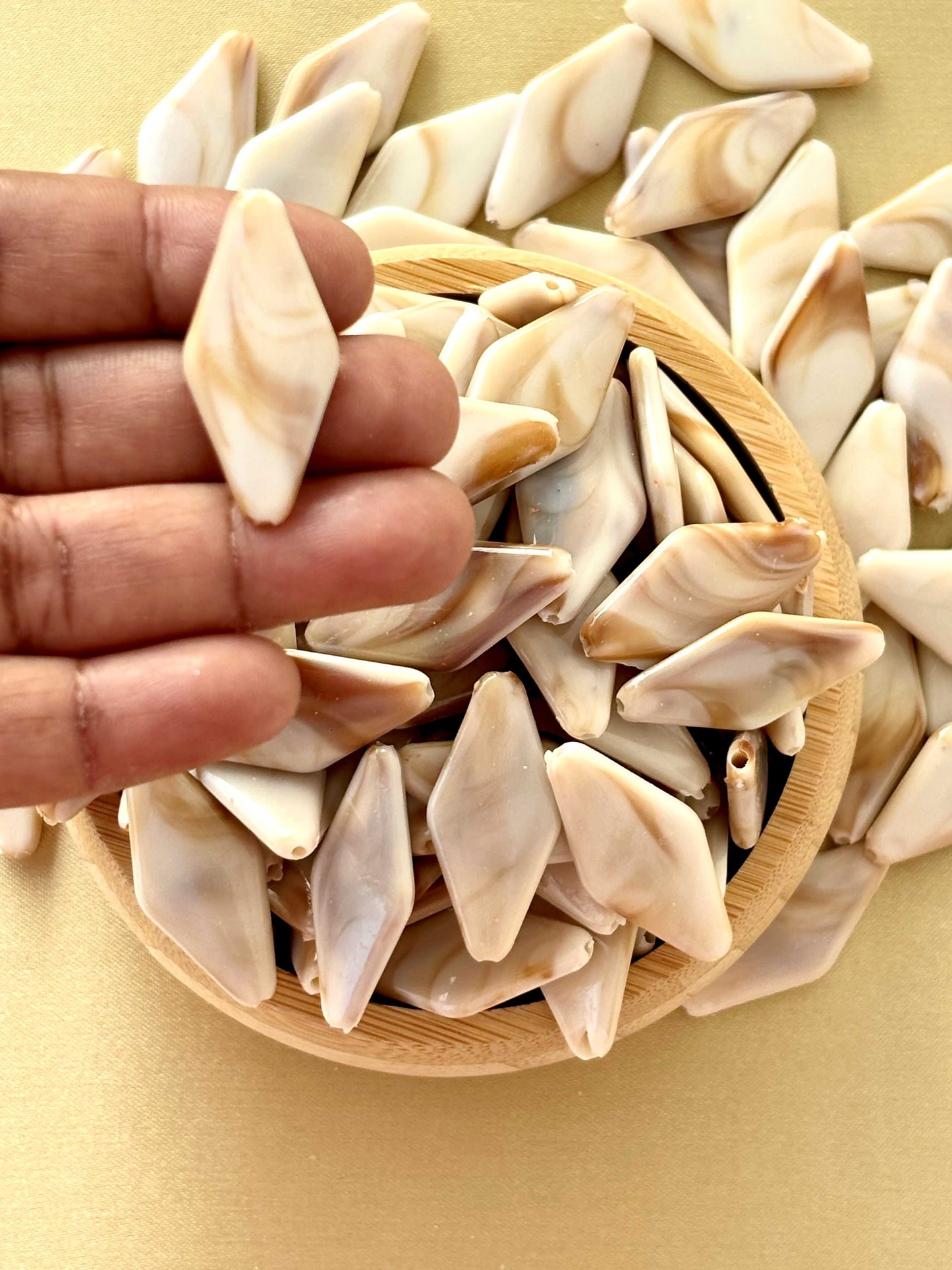 Marbled Earth Tone Elongated Diamond Acrylic Beads