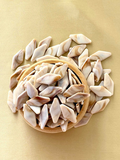 Marbled Earth Tone Elongated Diamond Acrylic Beads