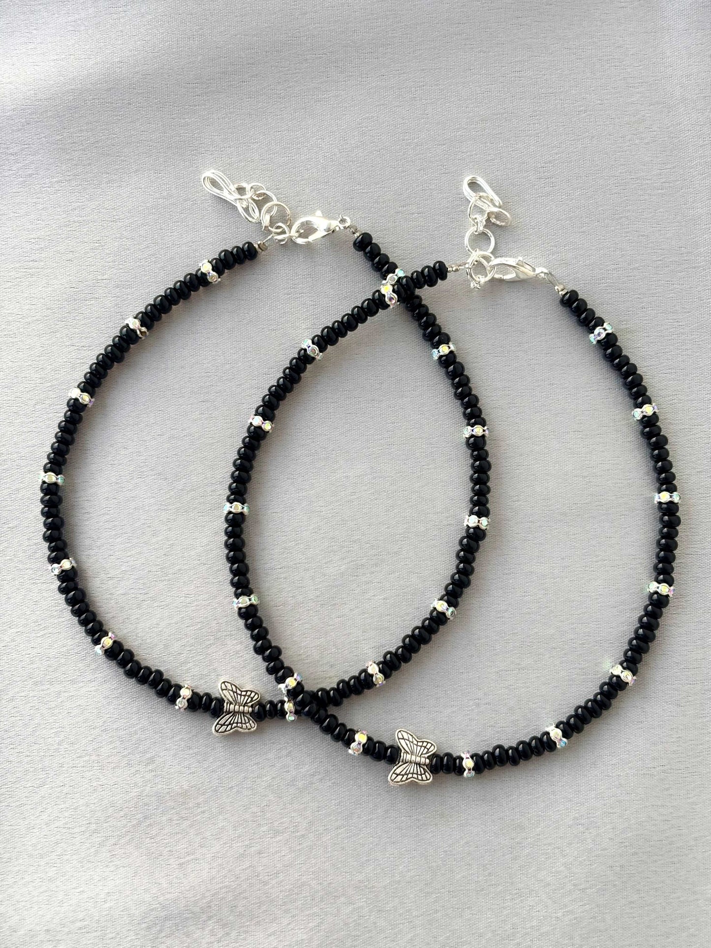 Seed Beads with Butterfly Anklets Size 10.5