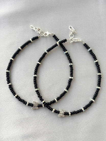 Seed Beads with Butterfly Anklets Size 10.5