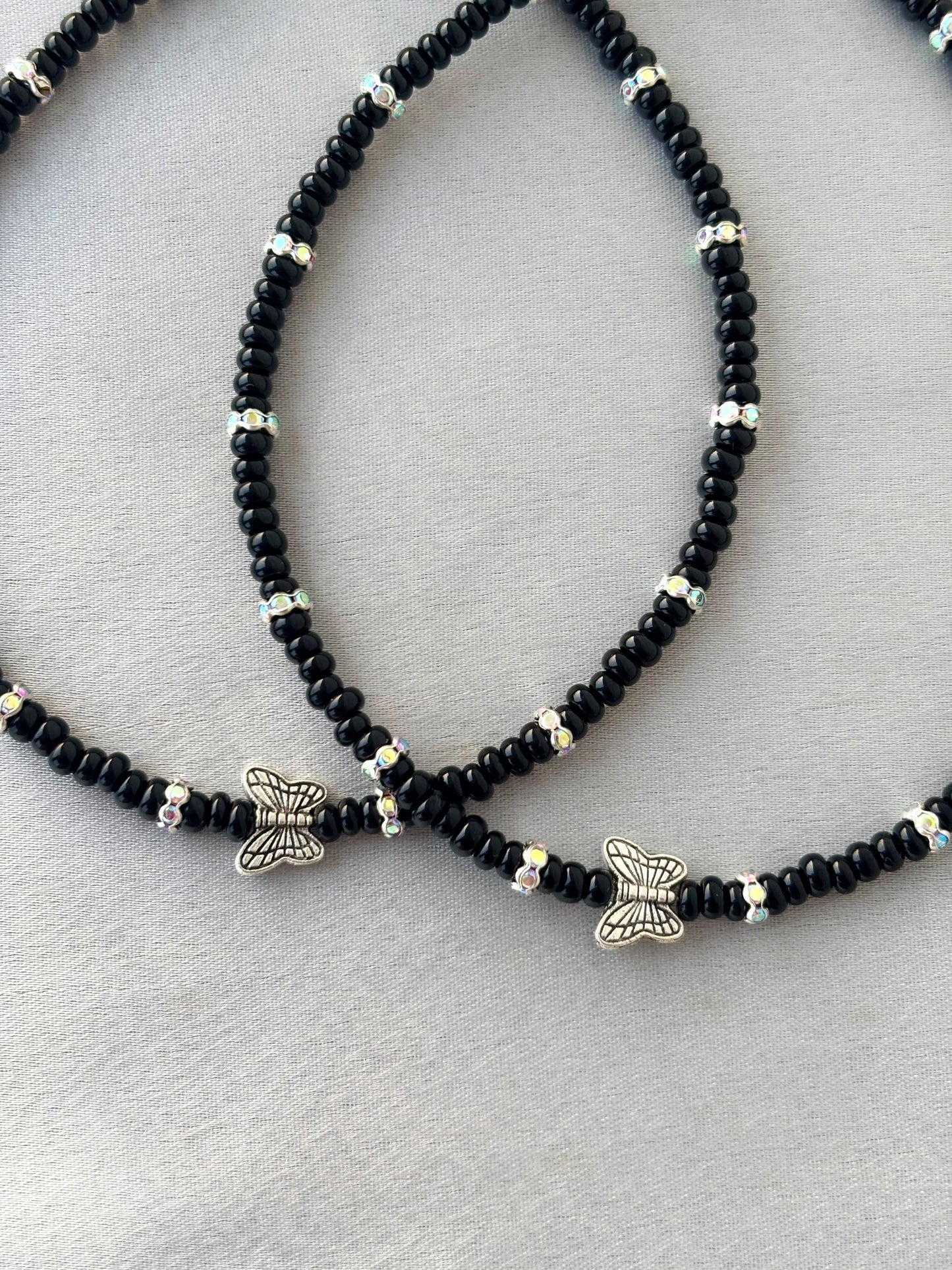 Seed Beads with Butterfly Anklets Size 10.5