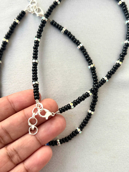 Black Evil Eye and Rhinestone Anklets Size 10.5