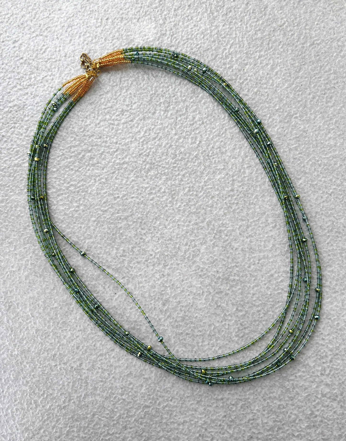 Multi-Strand Seed Bead Waterfall Necklace