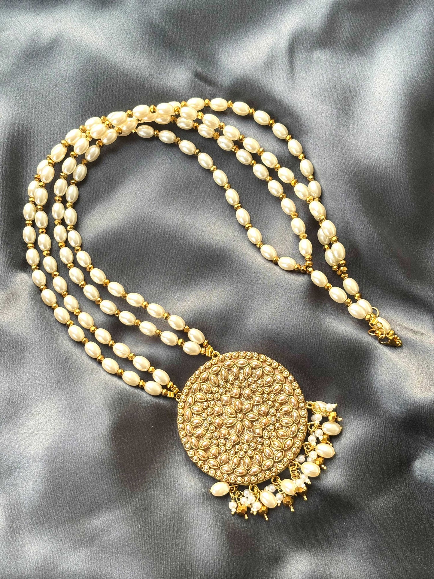 Champagne Crystal Medallion Necklace