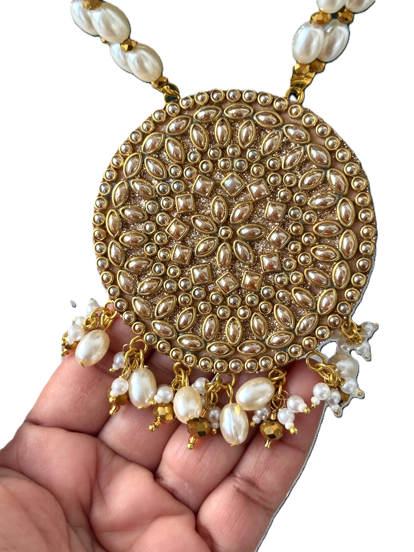Champagne Crystal Medallion Necklace