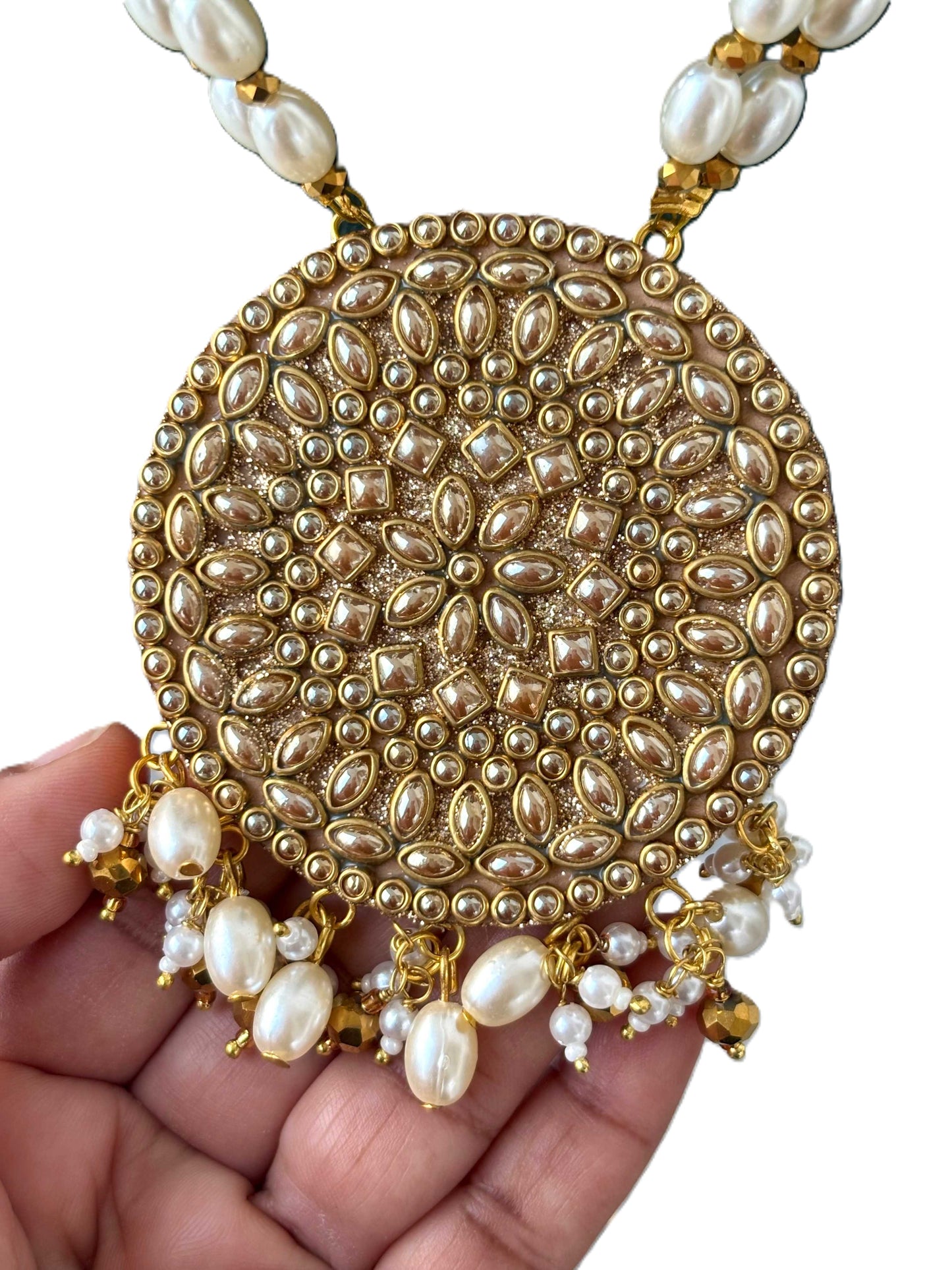 Champagne Crystal Medallion Necklace