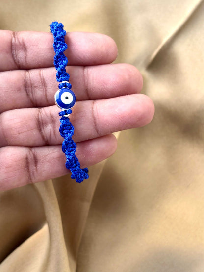 Cobalt Blue Macramé Evil Eye Bracelet for Kids