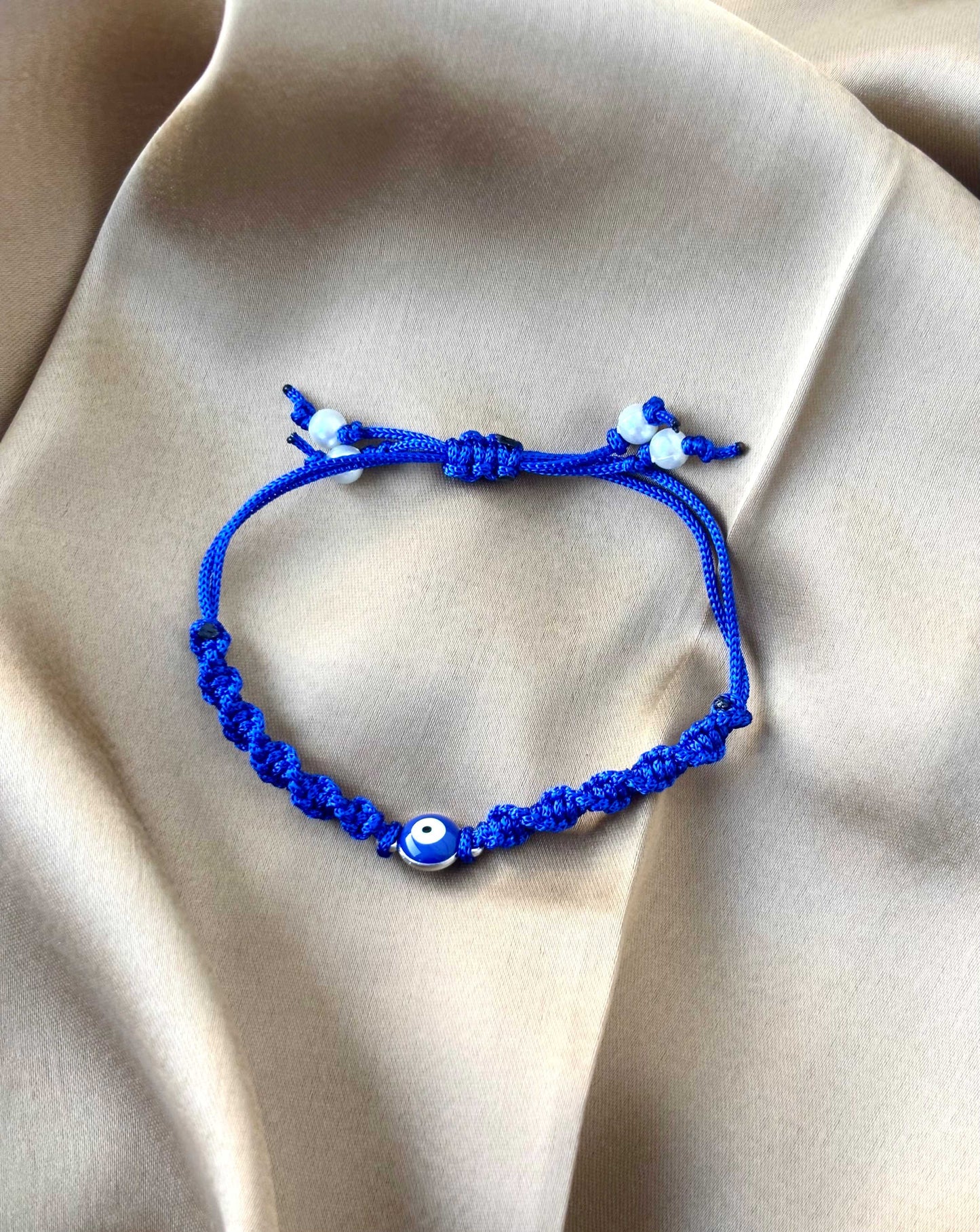 Cobalt Blue Macramé Evil Eye Bracelet for Kids