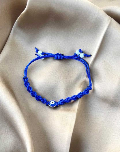 Cobalt Blue Macramé Evil Eye Bracelet for Kids