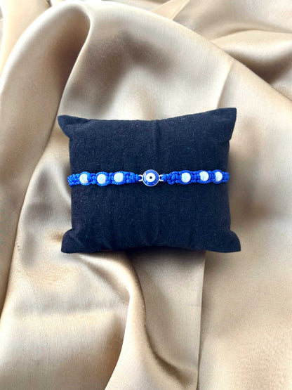 Macramé Evil Eye Bracelet with Pearl Accents