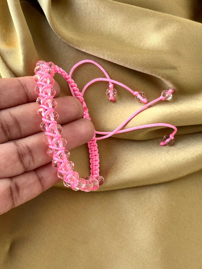Pink Woven Crystal Bracelet