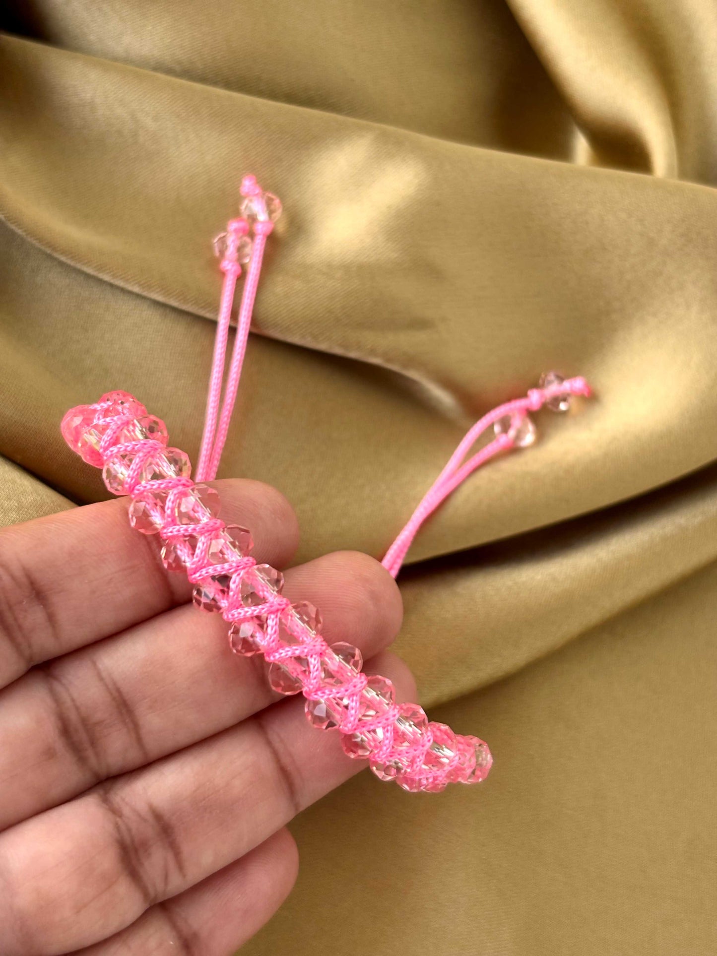 Pink Woven Crystal Bracelet