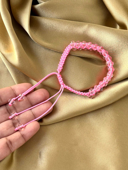Pink Woven Crystal Bracelet