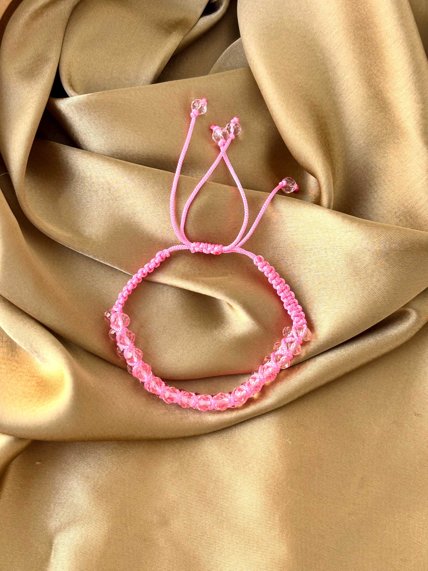 Pink Woven Crystal Bracelet