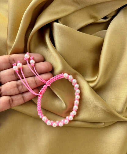 Pink Woven Pearl Bracelet
