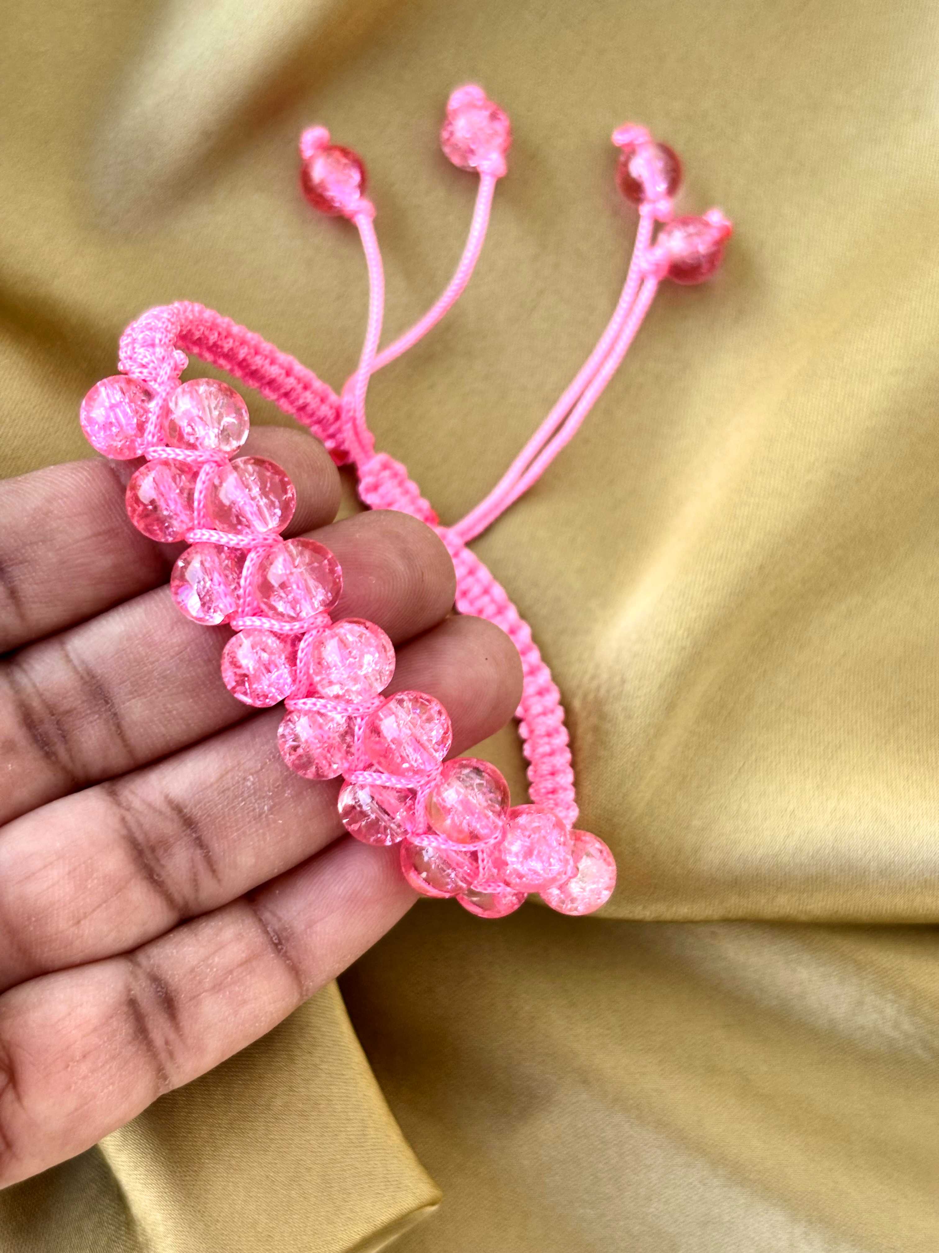 Baby Pink Bead Macramé Bracelet