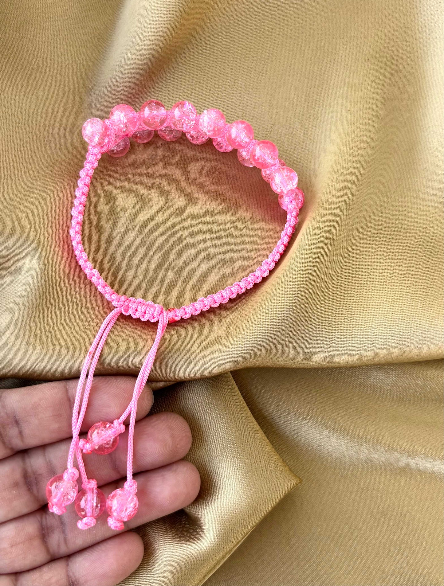 Baby Pink Bead Macramé Bracelet